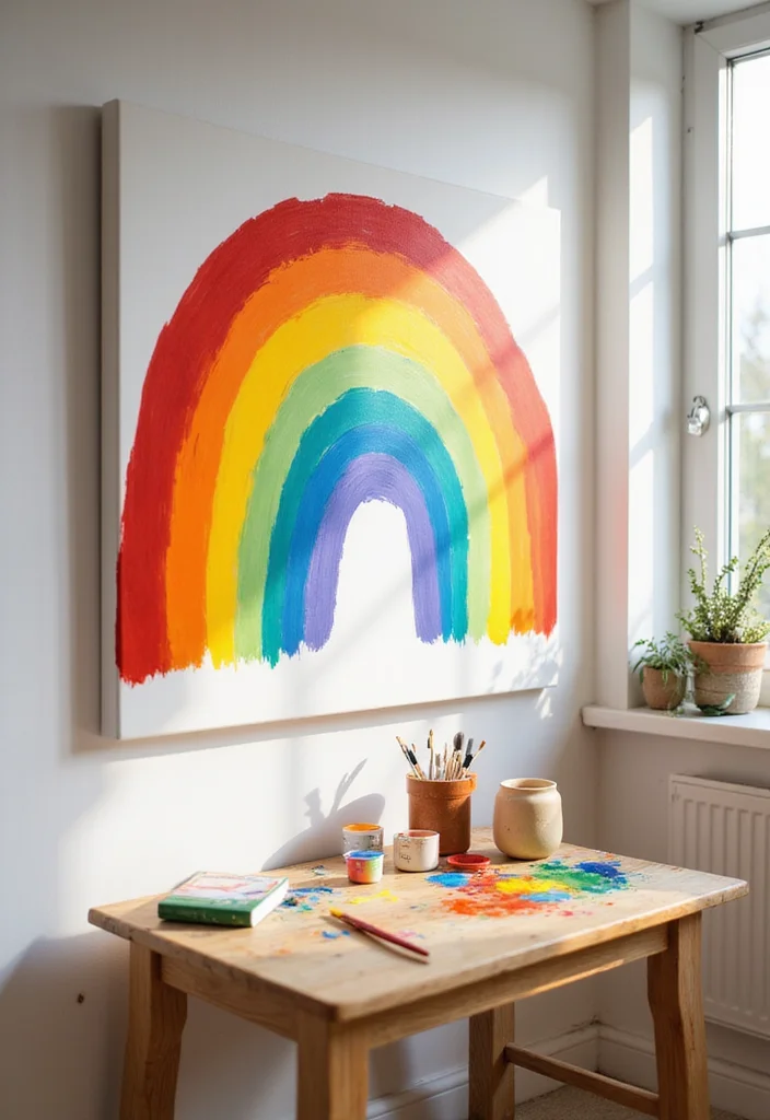 12 Fun Kids DIY Decor Projects That'll Bring Joy to Any Room! - 1. Rainbow Wall Art 1