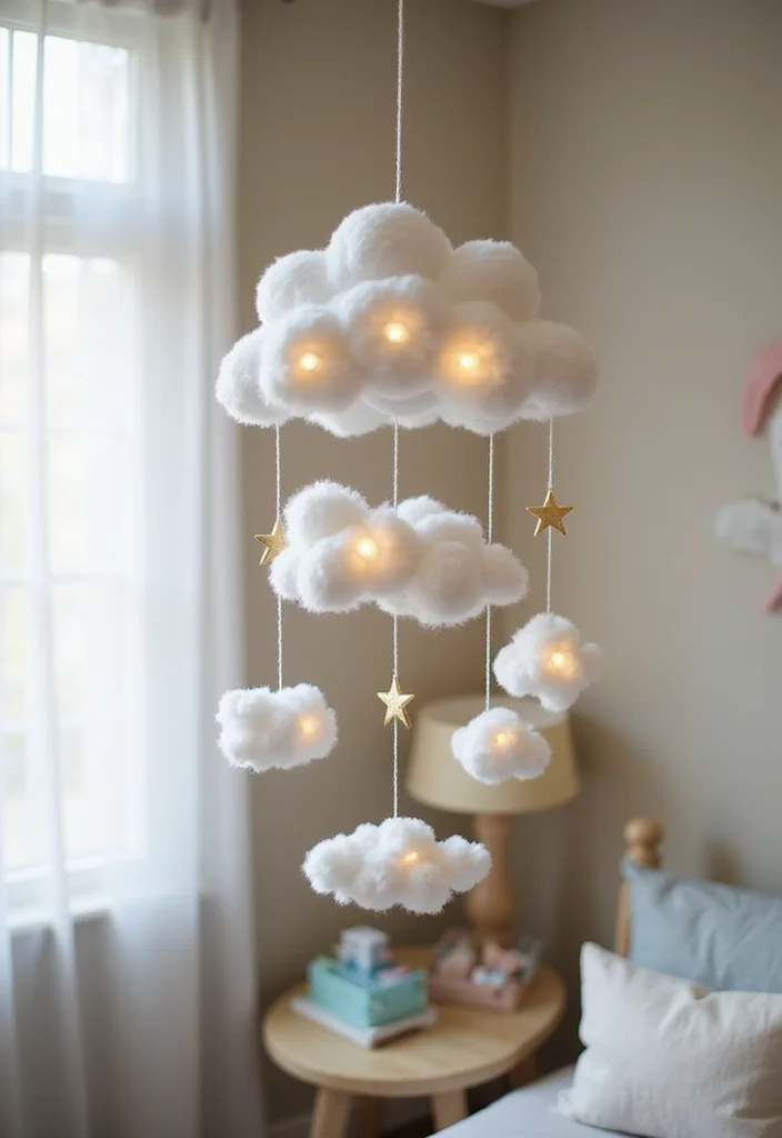 12 Fun Kids DIY Decor Projects That'll Bring Joy to Any Room! - 12. Dreamy Cloud Mobile 1