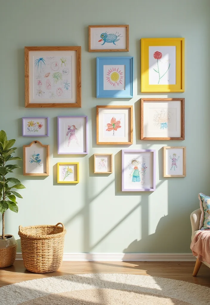 12 Fun Kids DIY Decor Projects That'll Bring Joy to Any Room! - 4. Fun Framed Art Gallery 1