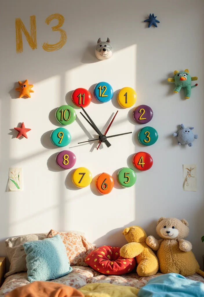 12 Fun Kids DIY Decor Projects That'll Bring Joy to Any Room! - 9. Creative DIY Clock 1