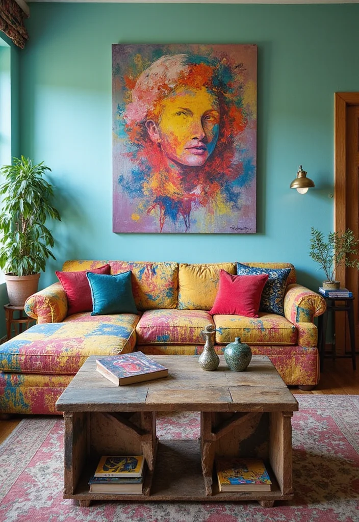 15 Warm Living Room Themes That'll Wrap You in Comfort (Especially #10!) - 12. Artsy Abode 1