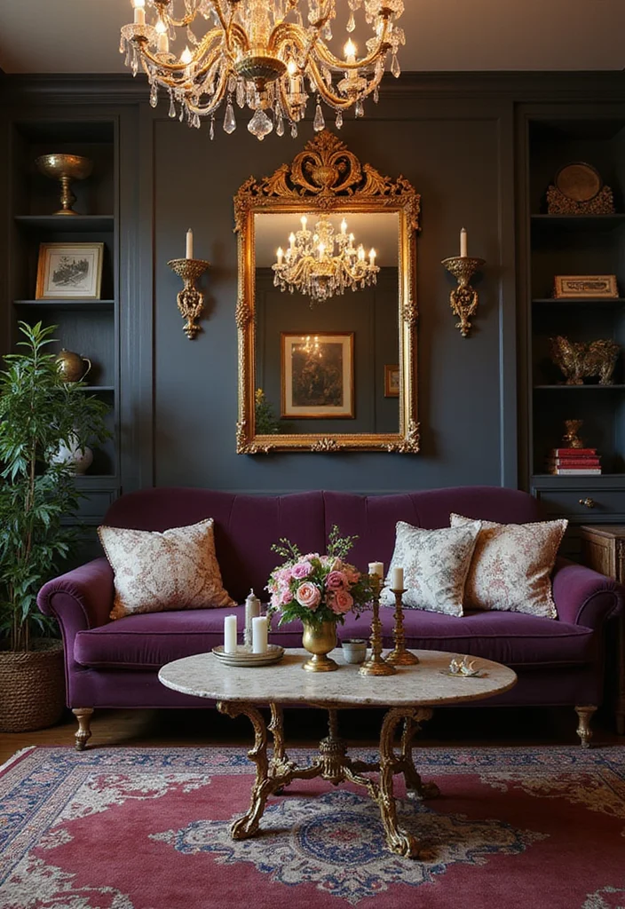 15 Warm Living Room Themes That'll Wrap You in Comfort (Especially #10!) - 4. Vintage Glam 1