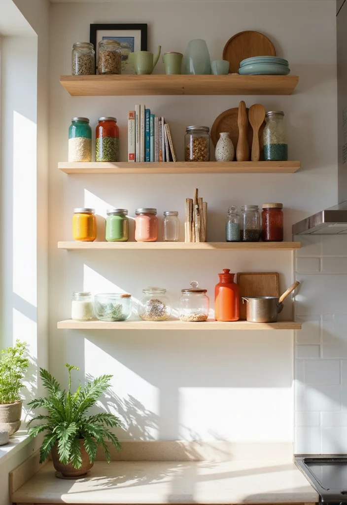 17 Small Kitchen Organization Ideas That Maximize Every Inch of Space! - 1. Use Vertical Space with Wall-Mounted Shelves 1