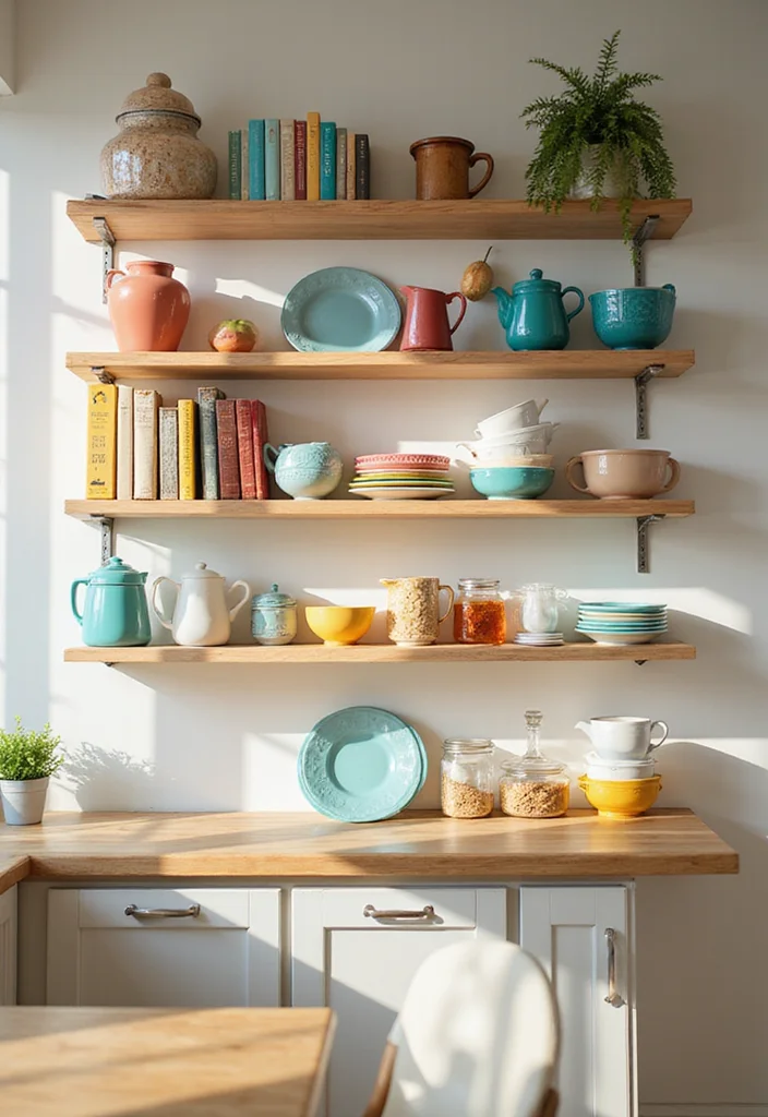 17 Small Kitchen Organization Ideas That Maximize Every Inch of Space! - 15. Use Open Shelving to Display and Store 1