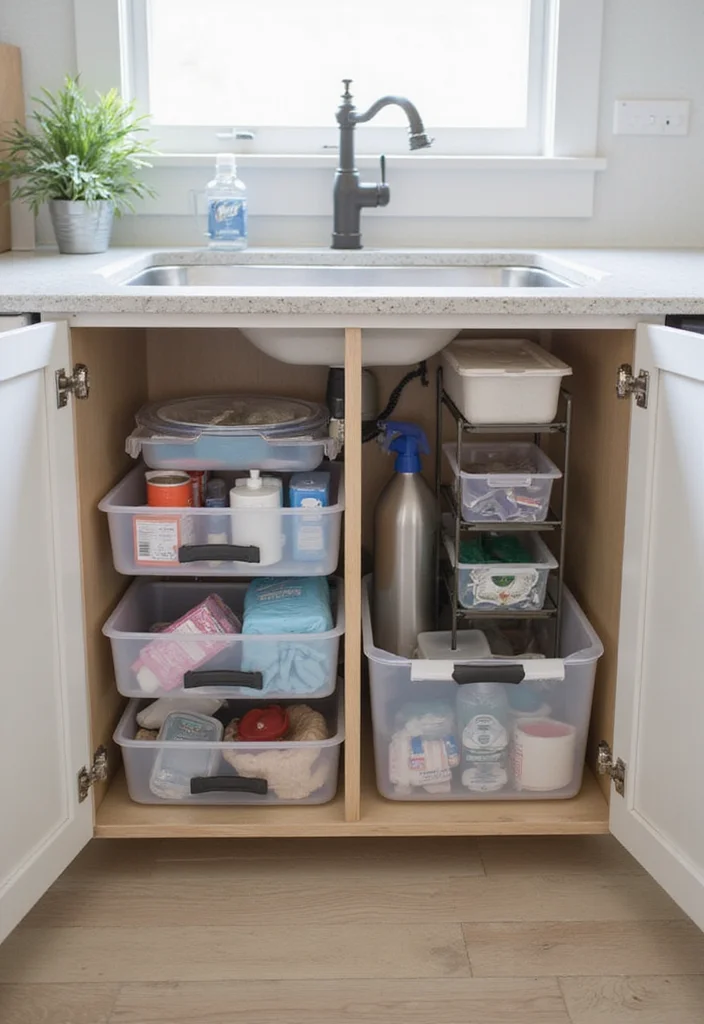 17 Small Kitchen Organization Ideas That Maximize Every Inch of Space! - 4. Utilize Under-Sink Organizers 1
