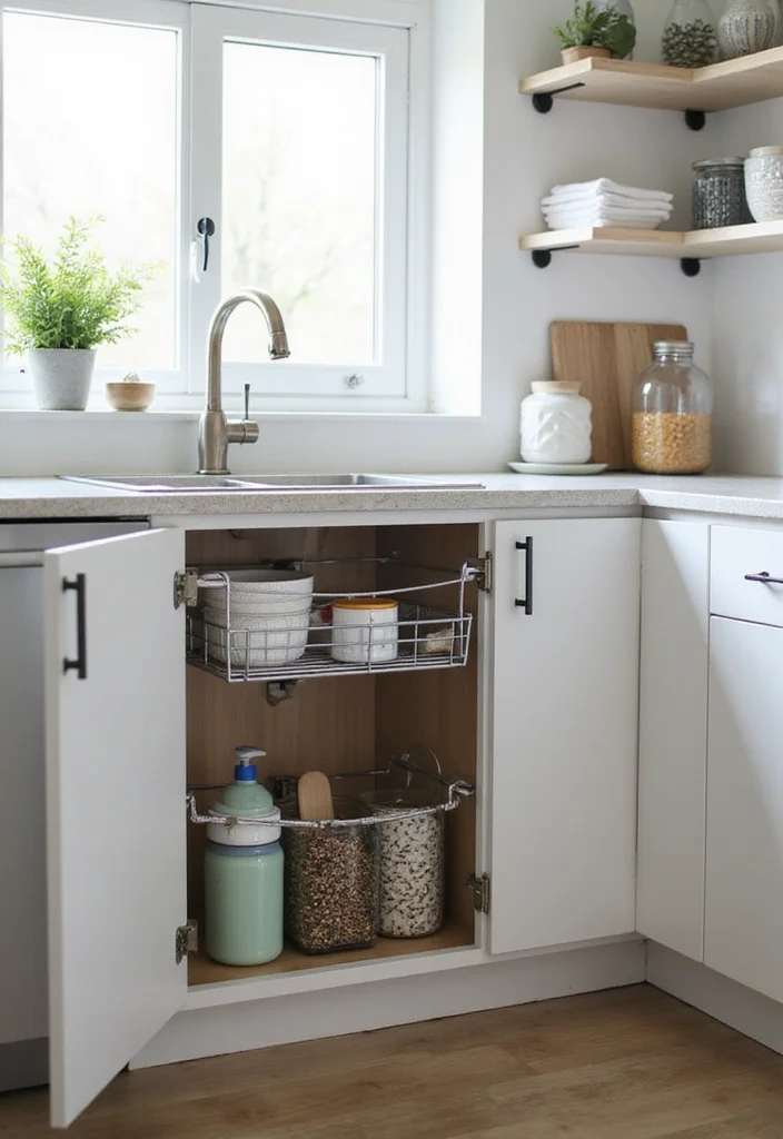 17 Small Kitchen Organization Ideas That Maximize Every Inch of Space! - 9. Use Tension Rods for Vertical Storage 1