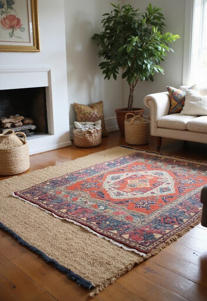 18 Boho Vibes Decor Ideas That'll Help You Unwind (Warning: Extreme Relaxation Ahead!) - 13. Curate a Collection of Textured Rugs 1