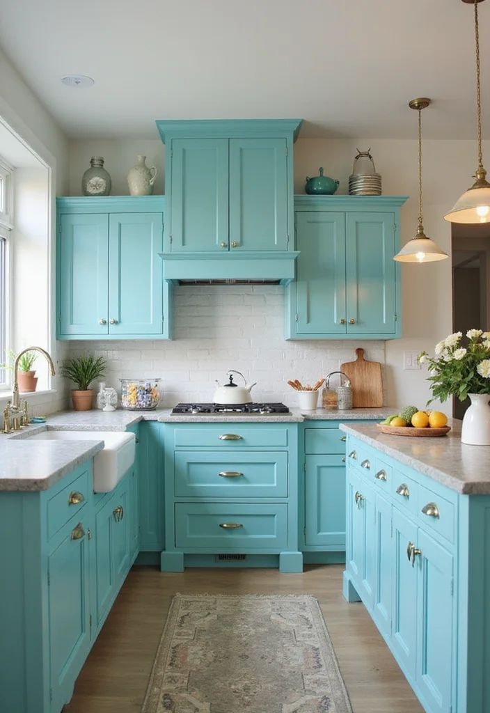 20 Color Palette Ideas for Interiors That Influence Your Mood - 17. Bright Turquoise and Soft Gray 1