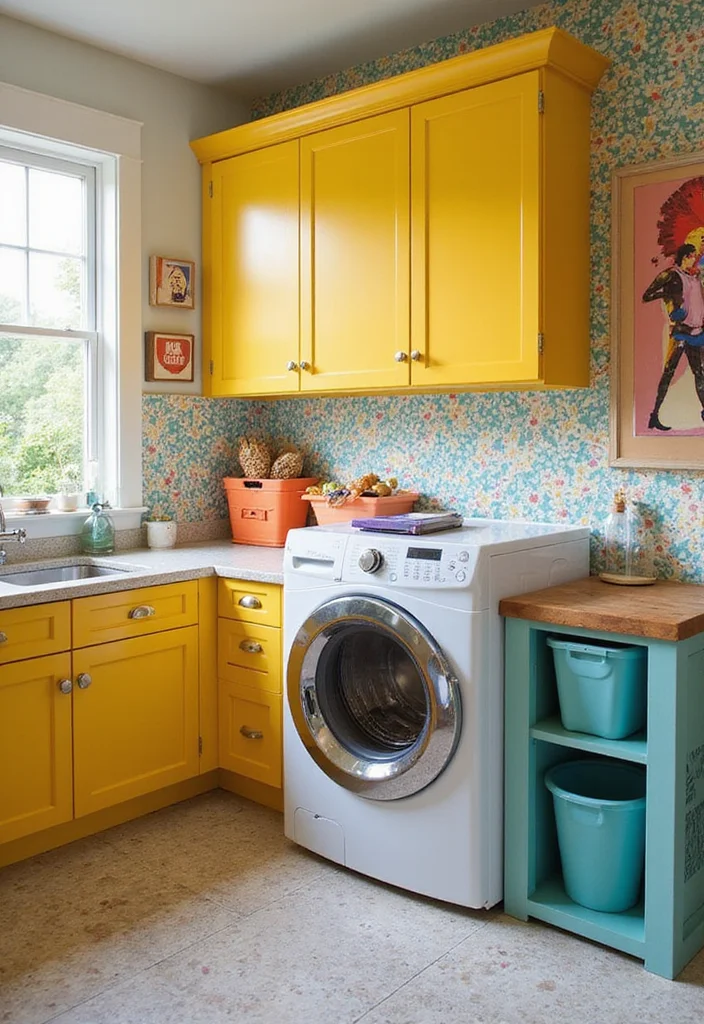 17 Laundry Room Makeovers That’ll Make You Actually Want to Do Laundry (#9 Is Spa-Like!) - 1. The Bright and Colorful Escape 1