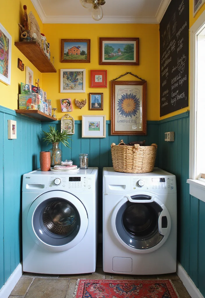 17 Laundry Room Makeovers That’ll Make You Actually Want to Do Laundry (#9 Is Spa-Like!) - 13. Artistic Expression 1