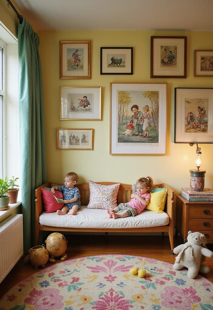 18 Unique Vintage Wall Art Ideas That Will Leave Your Guests in Awe! - 14. Whimsical Vintage Illustrations 1