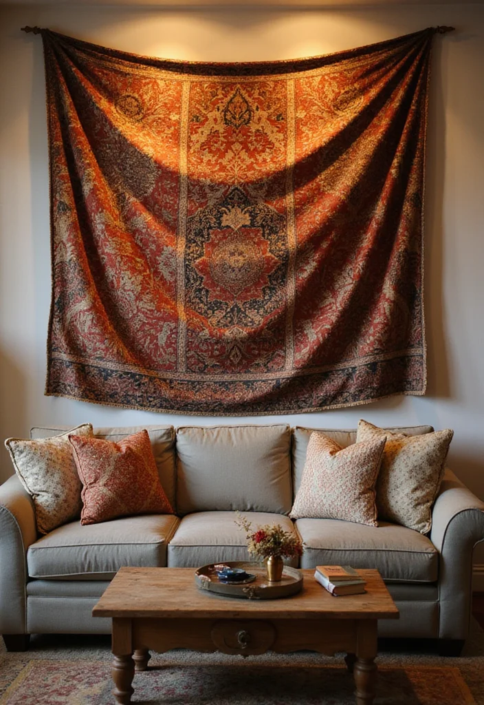 18 Unique Vintage Wall Art Ideas That Will Leave Your Guests in Awe! - 2. Vintage Tapestries as Focal Points 1