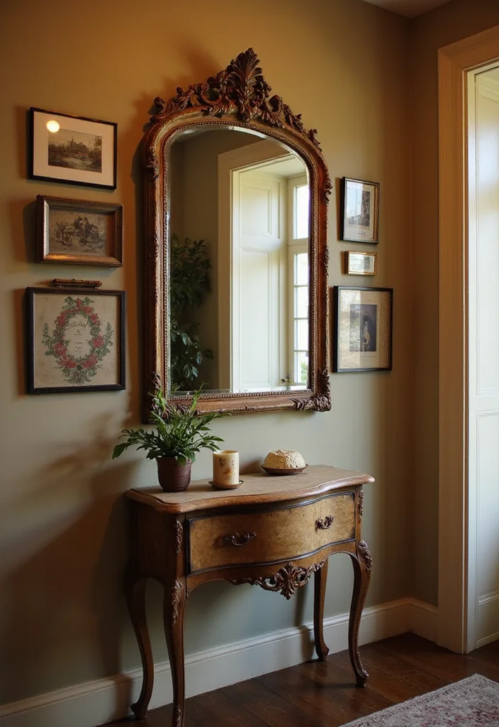 18 Unique Vintage Wall Art Ideas That Will Leave Your Guests in Awe! - 3. Antique Mirrors with Character 1