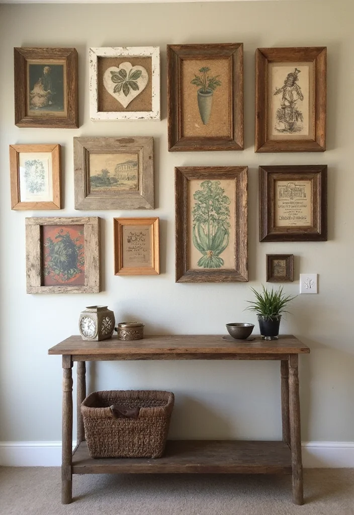 18 Unique Vintage Wall Art Ideas That Will Leave Your Guests in Awe! - 5. Reclaimed Wood Frames with Art 1