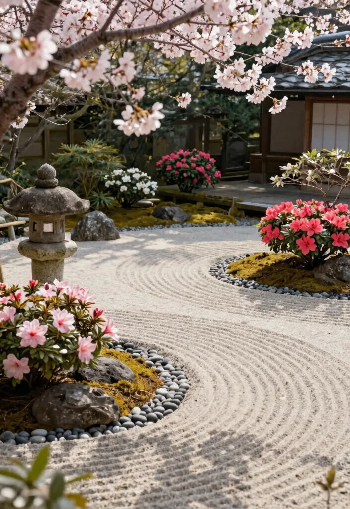 20 Flower Garden Ideas That Will Make Your Neighbors Green with Envy! - 10. Japanese Zen Garden with Flowers 1